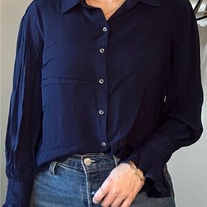 Maeve Midnight Blue Button-Down Shirt